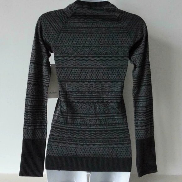 NWT LULULEMON Black White Textured Brushed Soft LS Rest Less Pullover Top 4 - Picture 6 of 7